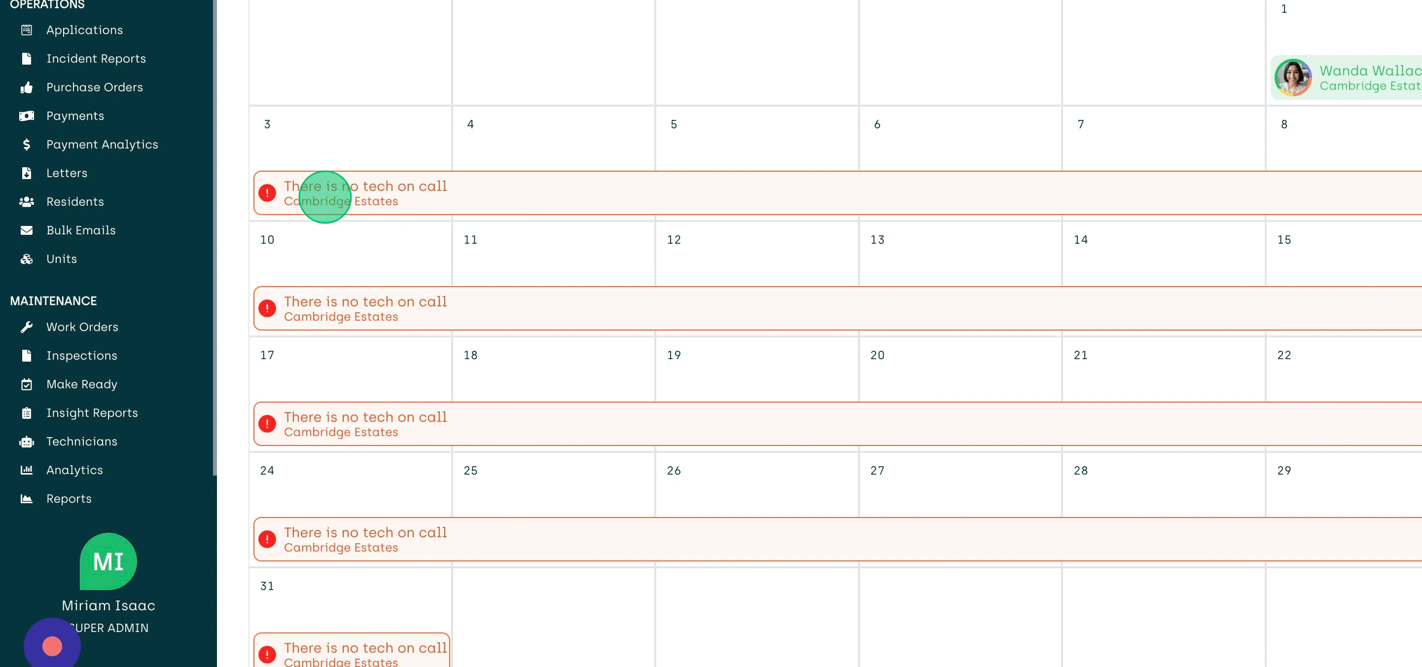 The on call calendar